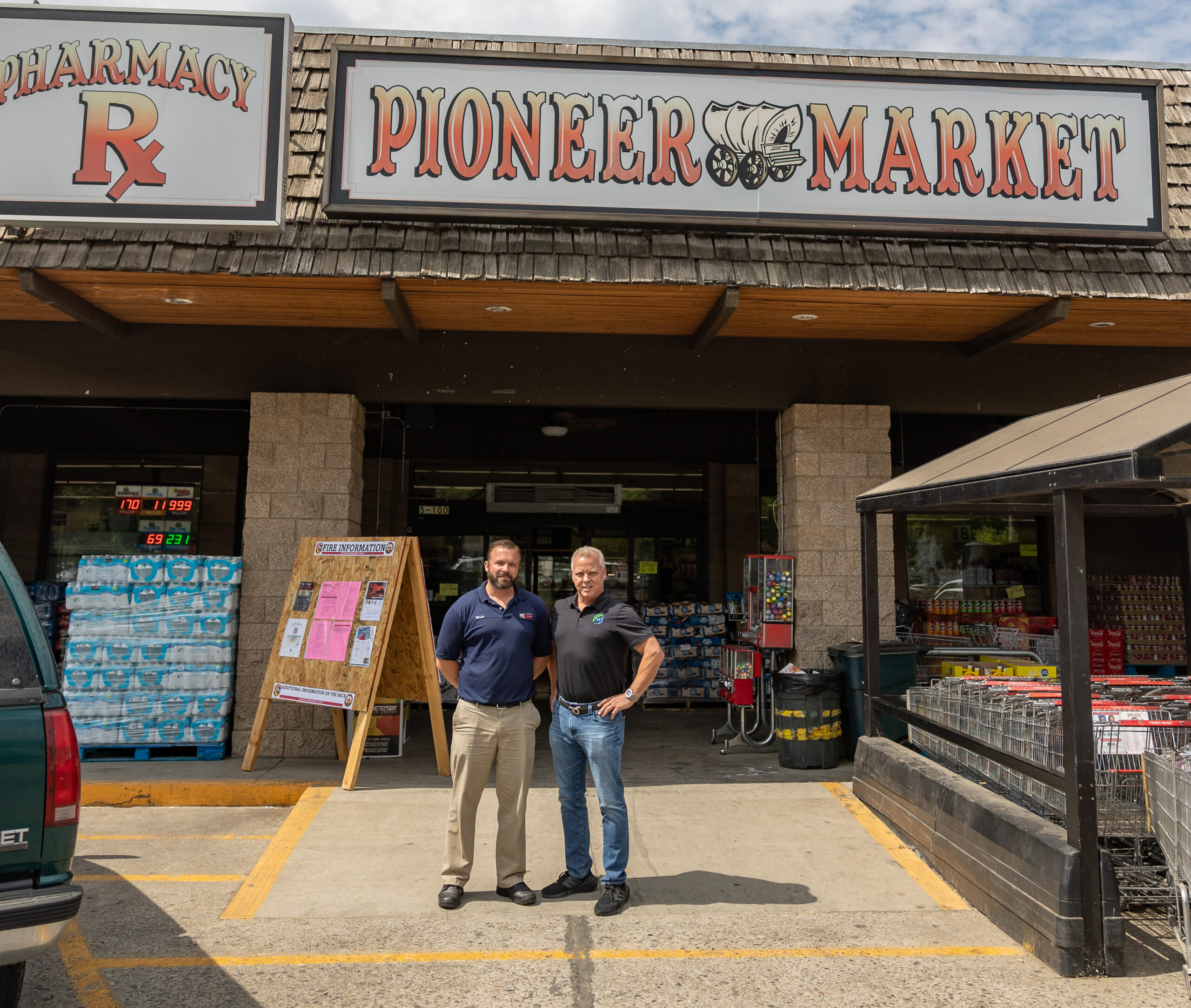 on Dubberke and Frank Bardonaro in front of the Pioneer Market | Picture by Owen Lee